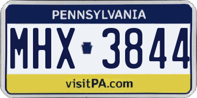 PA license plate MHX3844