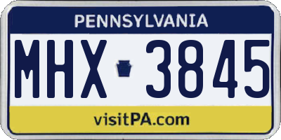 PA license plate MHX3845