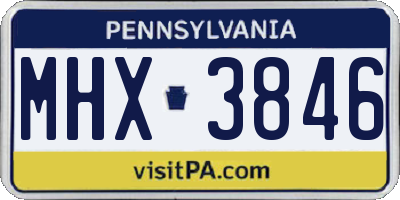 PA license plate MHX3846