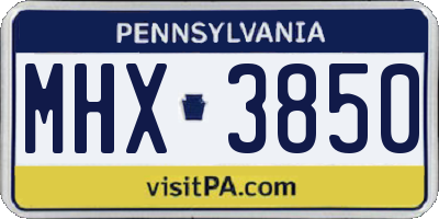 PA license plate MHX3850