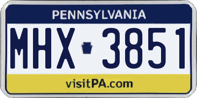 PA license plate MHX3851