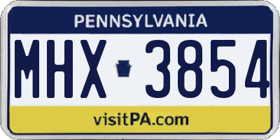 PA license plate MHX3854