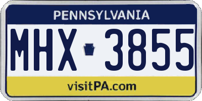 PA license plate MHX3855
