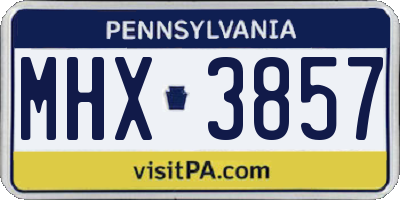 PA license plate MHX3857