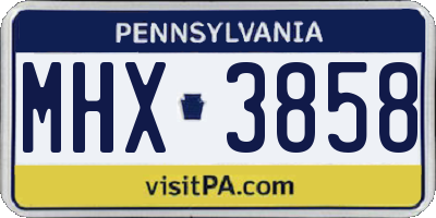 PA license plate MHX3858