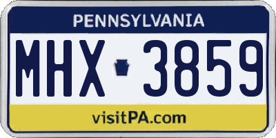 PA license plate MHX3859