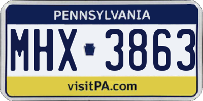PA license plate MHX3863