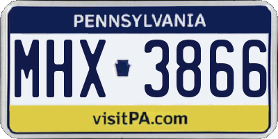 PA license plate MHX3866