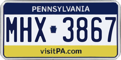 PA license plate MHX3867