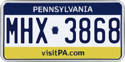 PA license plate MHX3868