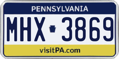 PA license plate MHX3869