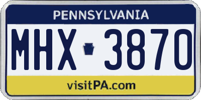 PA license plate MHX3870
