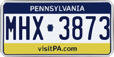 PA license plate MHX3873
