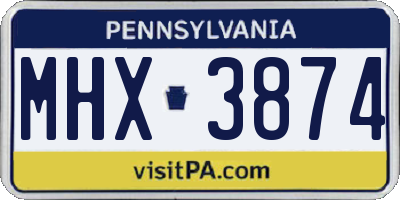 PA license plate MHX3874