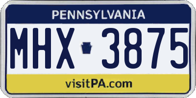PA license plate MHX3875