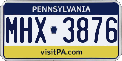 PA license plate MHX3876