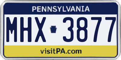 PA license plate MHX3877