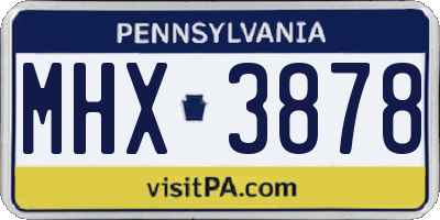 PA license plate MHX3878