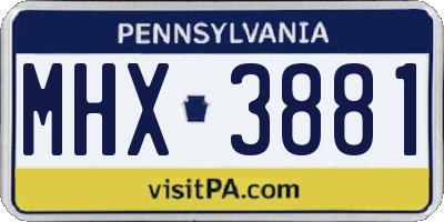 PA license plate MHX3881