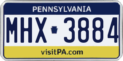 PA license plate MHX3884