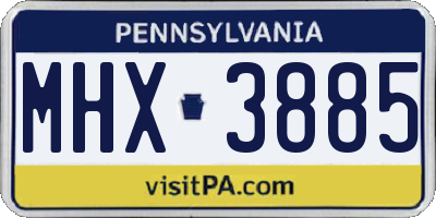 PA license plate MHX3885