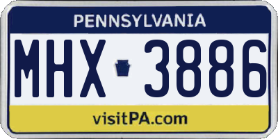 PA license plate MHX3886