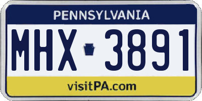 PA license plate MHX3891