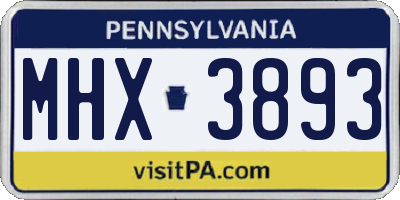 PA license plate MHX3893
