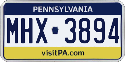 PA license plate MHX3894