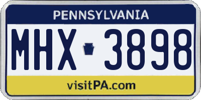 PA license plate MHX3898