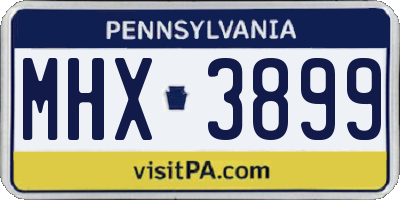 PA license plate MHX3899