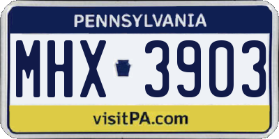 PA license plate MHX3903