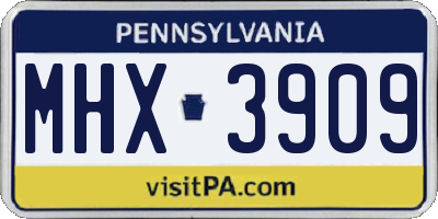 PA license plate MHX3909