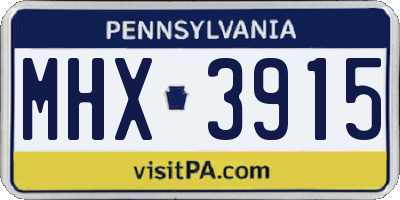 PA license plate MHX3915