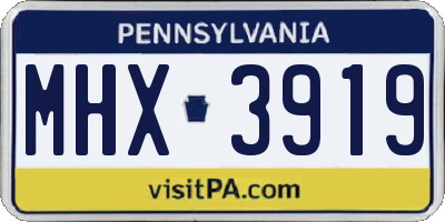 PA license plate MHX3919