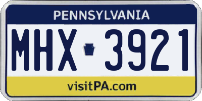 PA license plate MHX3921