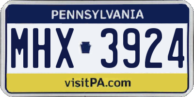 PA license plate MHX3924