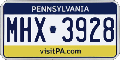 PA license plate MHX3928