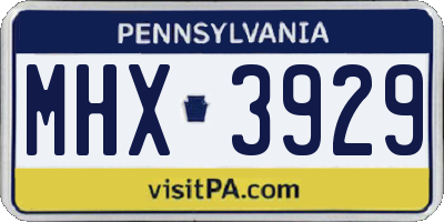 PA license plate MHX3929