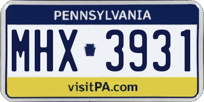 PA license plate MHX3931