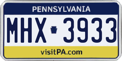 PA license plate MHX3933