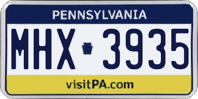 PA license plate MHX3935