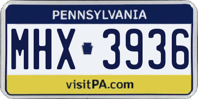 PA license plate MHX3936