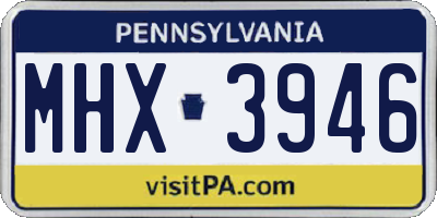 PA license plate MHX3946