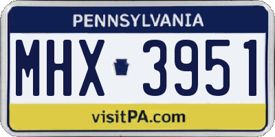 PA license plate MHX3951