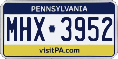 PA license plate MHX3952