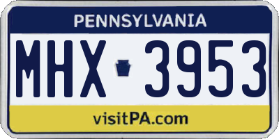 PA license plate MHX3953