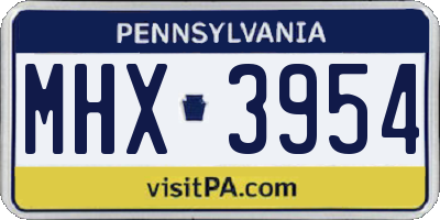 PA license plate MHX3954