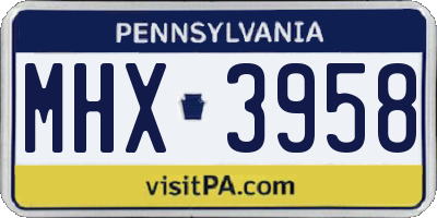 PA license plate MHX3958