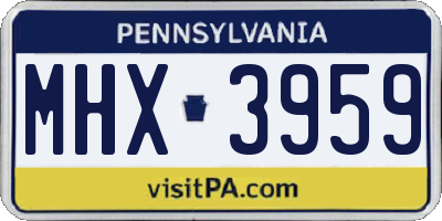 PA license plate MHX3959